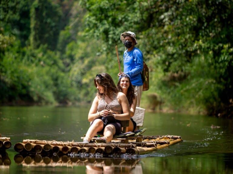 Khao Sok Tours & Activities 11 Khao Sok bamboo rafting experience on Sok River surrounded by limestone mountains and jungle